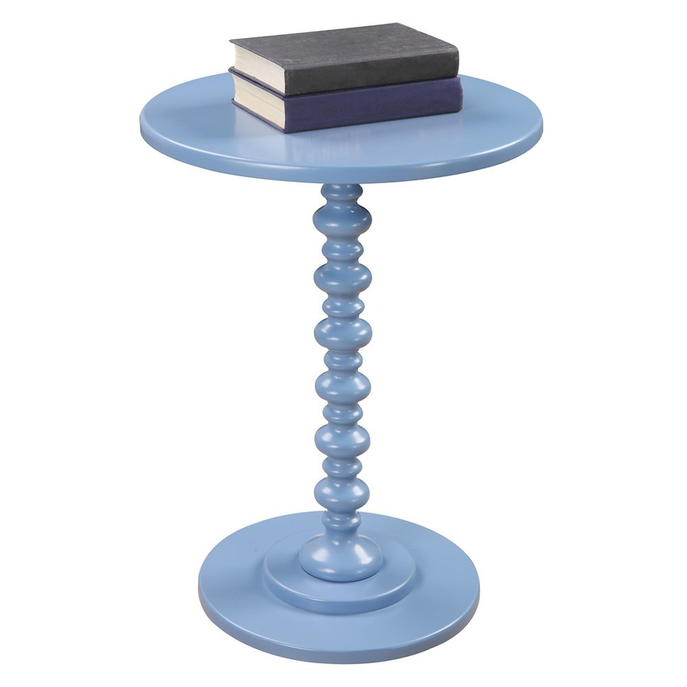 Spindle Coffee Table, Blue, Round, Turned Base, Vibrant