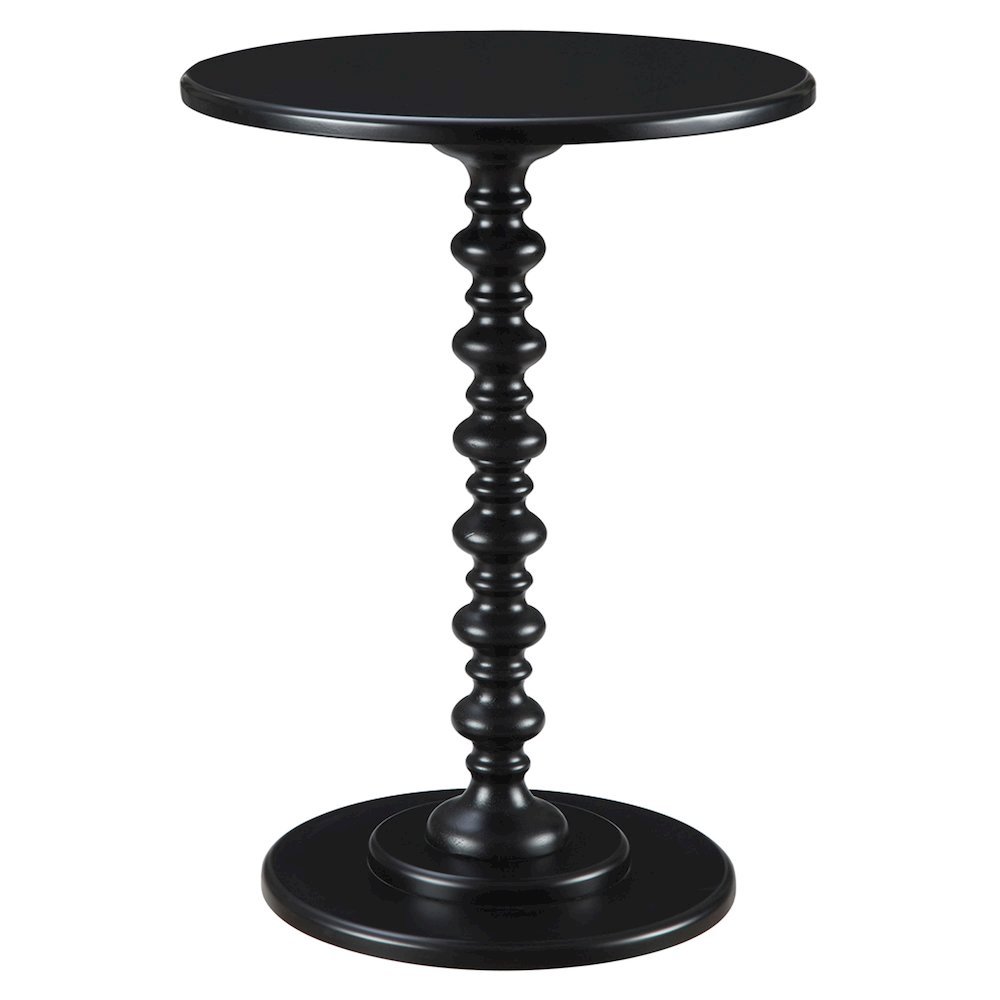 Coffee Spindle Table, Round, Black, Sculpted Base, Easy Setup