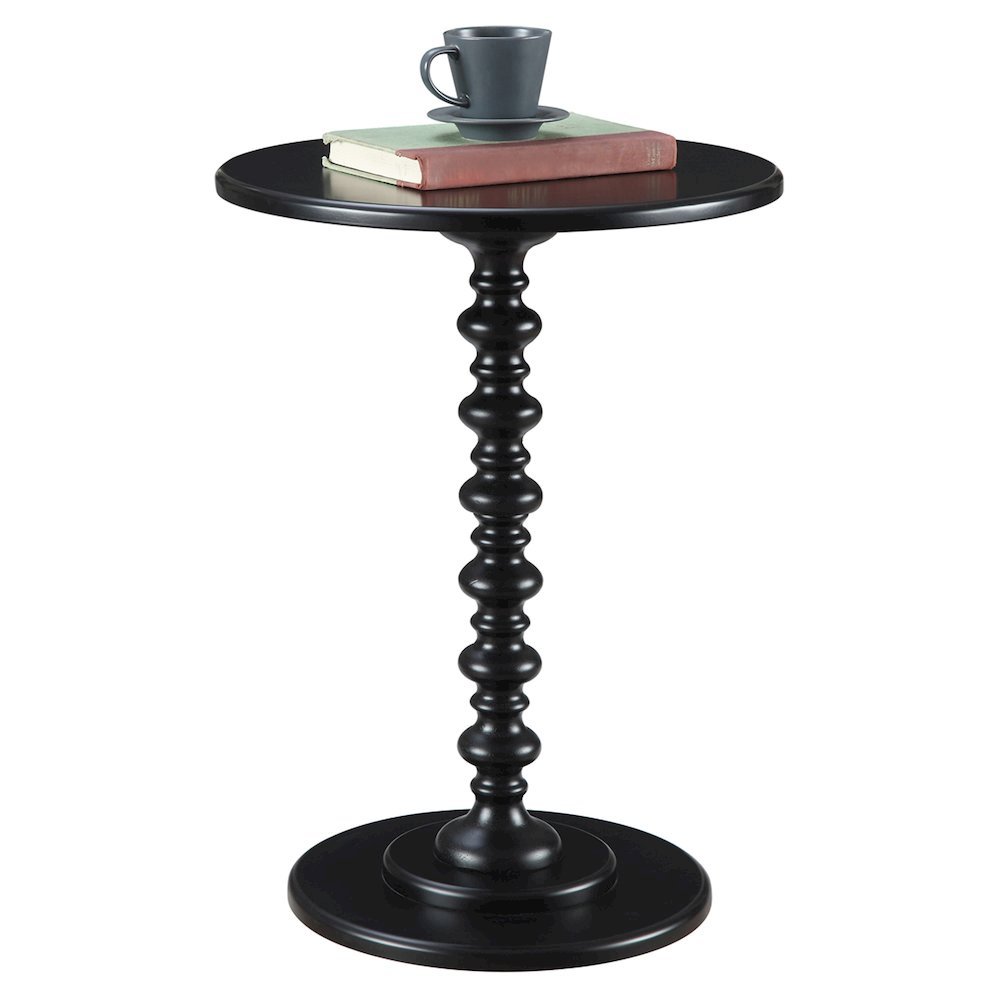 Coffee Spindle Table, Round, Black, Sculpted Base, Easy Setup