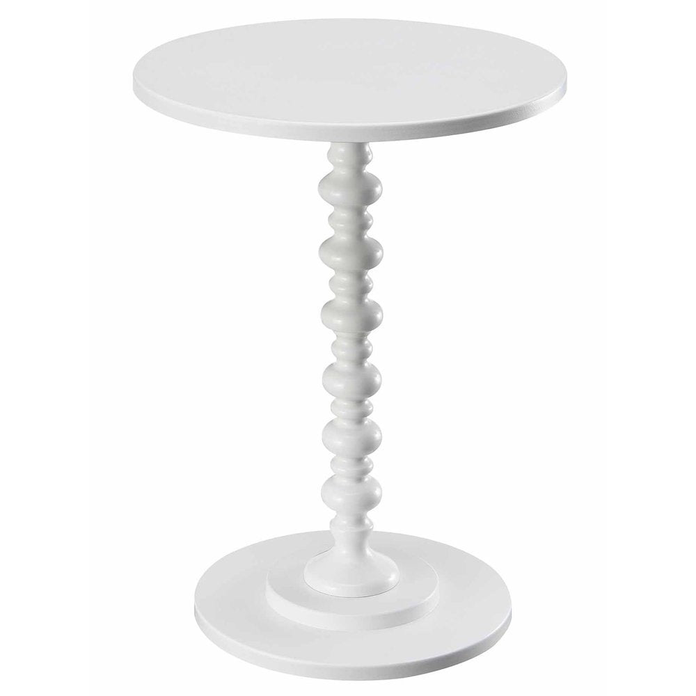 Spindle Coffee Table, White, Round, Turned Base, Easy Assembly