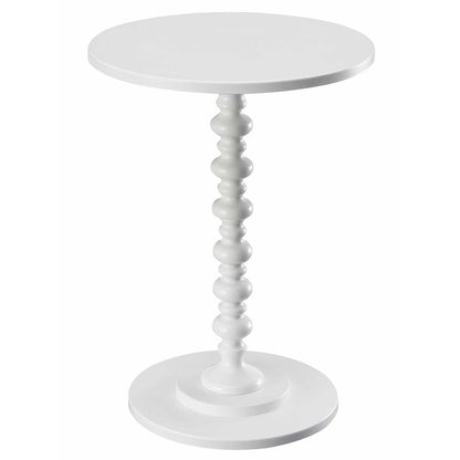 Spindle Coffee Table, White, Round, Turned Base, Easy Assembly