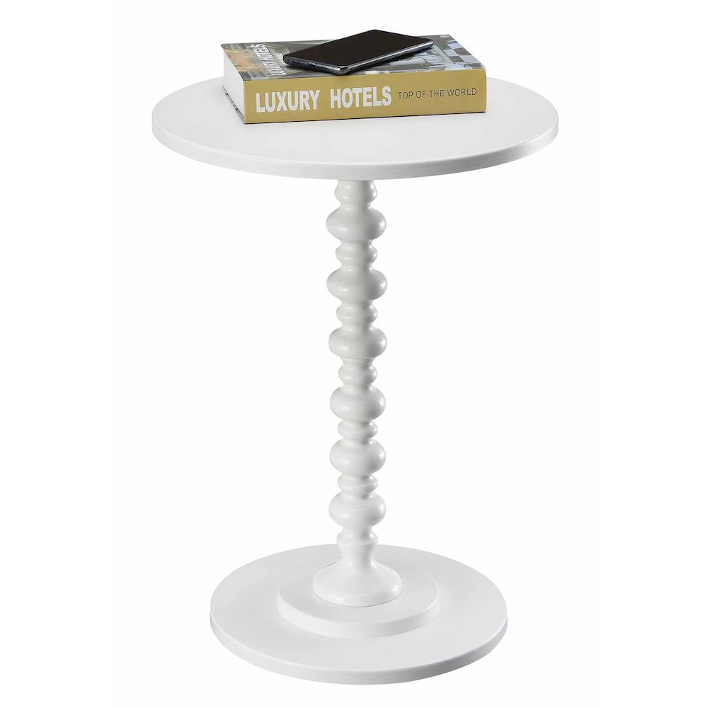 Spindle Coffee Table, White, Round, Turned Base, Easy Assembly