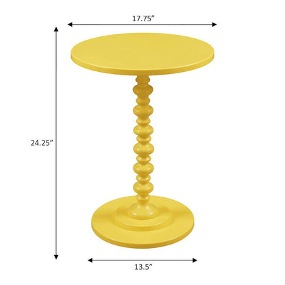 Spindle Base Round Coffee Table in Yellow Color, Sculpted Design