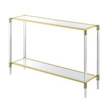 Console Table with 2 Glass Tiers, Acrylic Legs, Contemporary Style in Gold