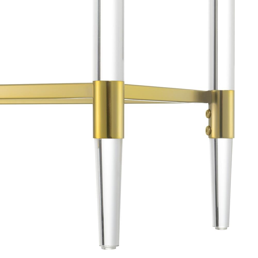 Console Table with 2 Glass Tiers, Acrylic Legs, Contemporary Style in Gold