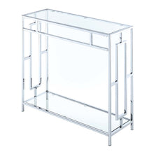 Glass Entry Table, Chrome, Display Shelf, Modern, Easy Setup