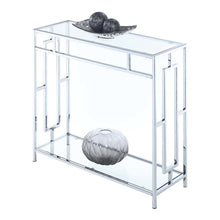 Glass Entry Table, Chrome, Display Shelf, Modern, Easy Setup