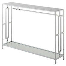 Console Table, Faux Marble, Chrome, Two Tier Shelf, Glam