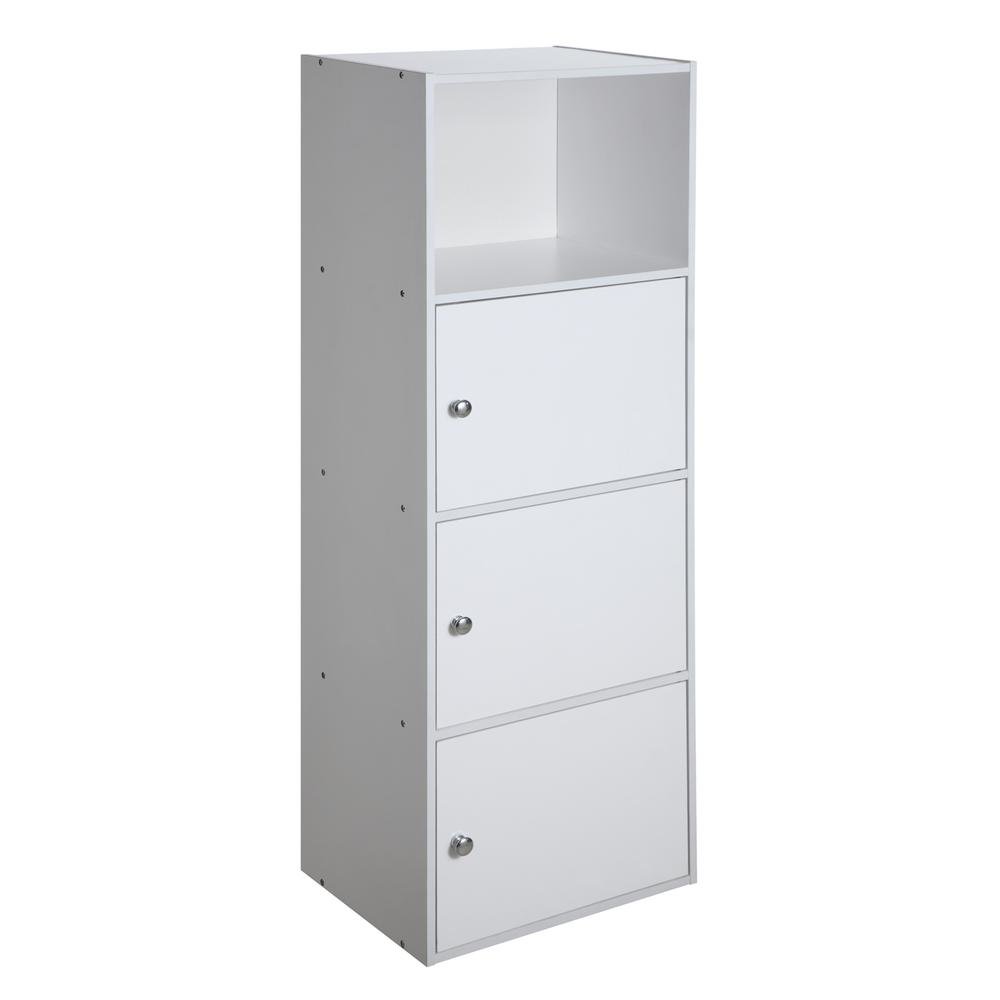 3 Door Accent Cabinet, White, Tall, Storage, Easy Assembly