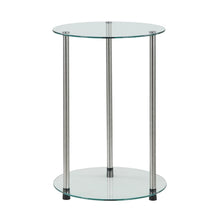 Contemporary Glass Side Table, Round, Chrome Legs, Easy Setup
