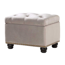 Storage Ottoman, Brown Velvet, Footrest, Button Tufting