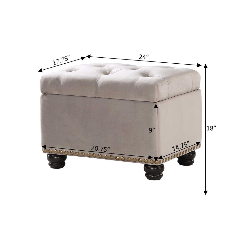 Storage Ottoman, Brown Velvet, Footrest, Button Tufting