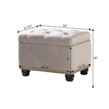 Storage Ottoman, Brown Velvet, Footrest, Button Tufting