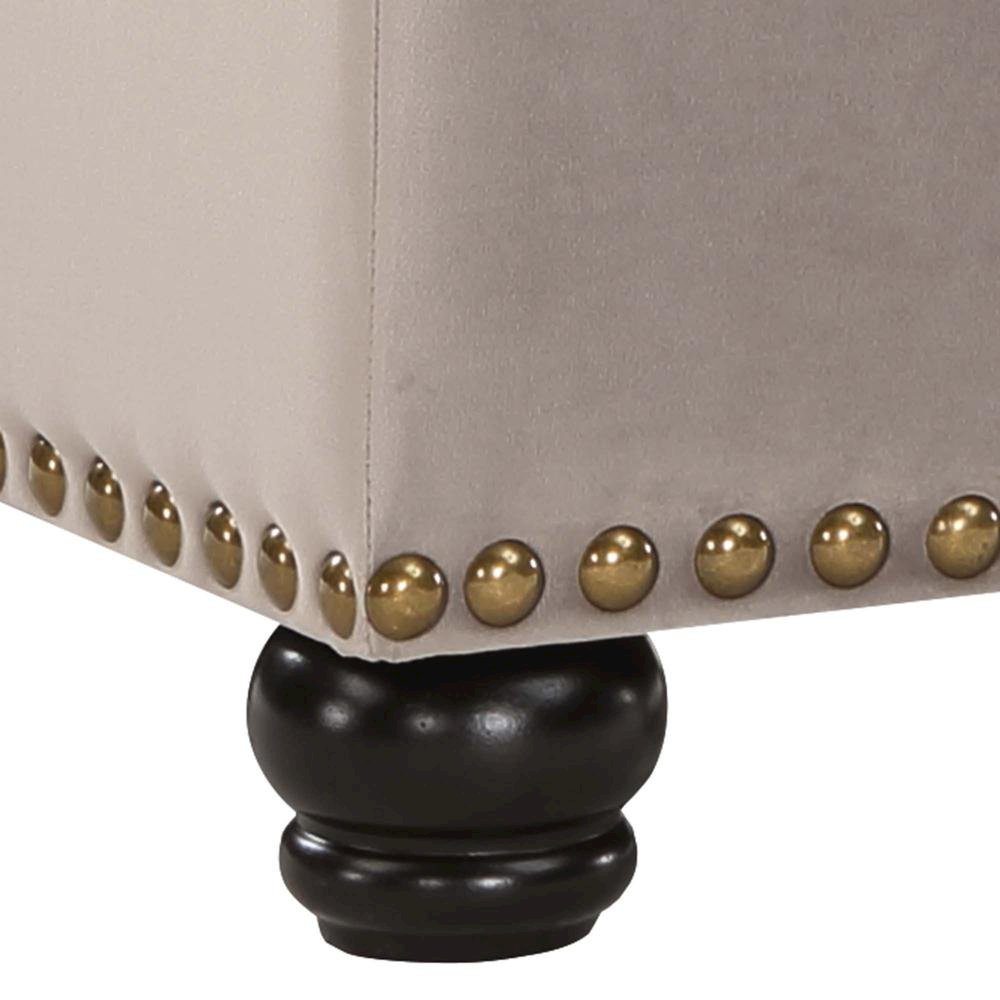 Storage Ottoman, Brown Velvet, Footrest, Button Tufting