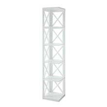 Corner Bookcase Crossed X Design with 5 Storage Shelves, Tall 63-inch Height