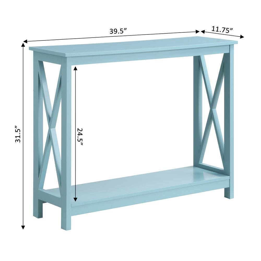 Console Table 2 Shelves, 39.5-inch Wide, Spacious Design, Blue Woodgrain Accent