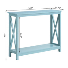 Console Table 2 Shelves, 39.5-inch Wide, Spacious Design, Blue Woodgrain Accent