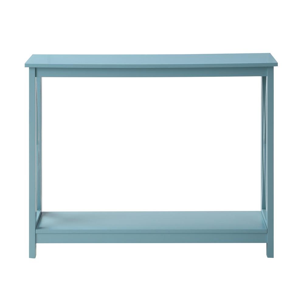 Console Table 2 Shelves, 39.5-inch Wide, Spacious Design, Blue Woodgrain Accent