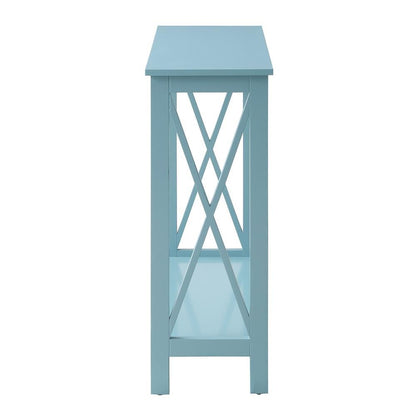 Console Table 2 Shelves, 39.5-inch Wide, Spacious Design, Blue Woodgrain Accent