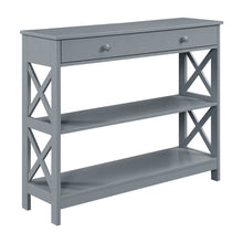 Console Table with 1 Drawer and 3 Tiers of Shelving, Gray Wood, 12-inch Depth
