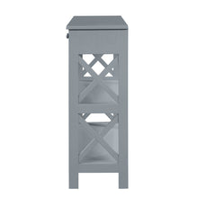 Console Table with 1 Drawer and 3 Tiers of Shelving, Gray Wood, 12-inch Depth