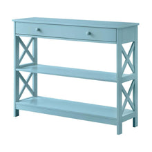 Console Cabinet with 1 Drawer and Shelves, 3 Tiers of Storage in Blue Color