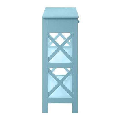 Console Cabinet with 1 Drawer and Shelves, 3 Tiers of Storage in Blue Color