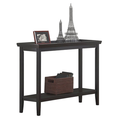 Hall Console Table with Raised Ledge Top, Solid Legs, Black Finish, 48-inch Wide
