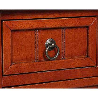 Entryway Hall Table, Cherry, 3 Drawers, 2 Shelves, Quick Setup