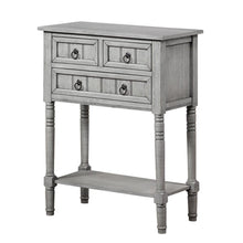 Entry Hall Table, Wirebrush Gray, 3 Drawers, 2 Shelves