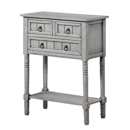 Entry Hall Table, Wirebrush Gray, 3 Drawers, 2 Shelves