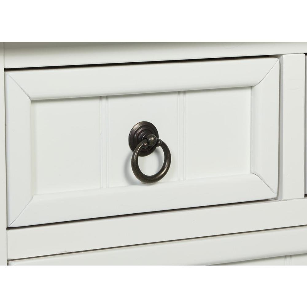 Kendra Hall Table with 3 Drawers and 2 Shelves, White Finish,2-Step Assembly