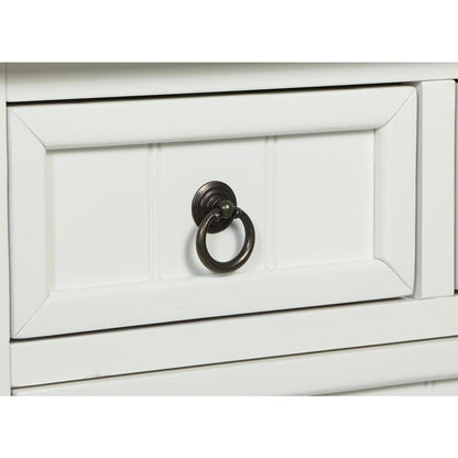 Kendra Hall Table with 3 Drawers and 2 Shelves, White Finish,2-Step Assembly