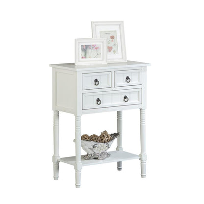Kendra Hall Table with 3 Drawers and 2 Shelves, White Finish,2-Step Assembly