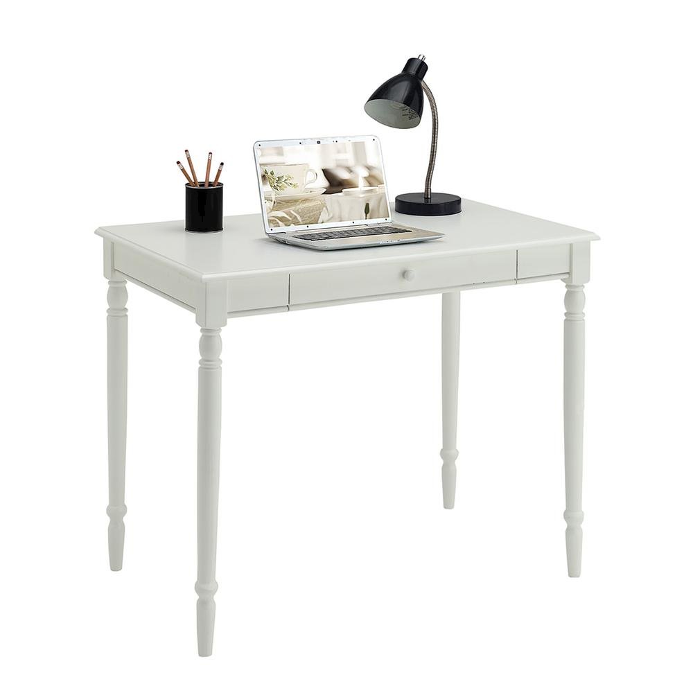 Farmhouse Home Office Desk, White, 36 Inch, Keyboard Tray