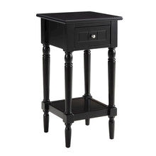 Accent Table, Black, Drawer, Shelf, Solid Wood Legs, 14 Inch
