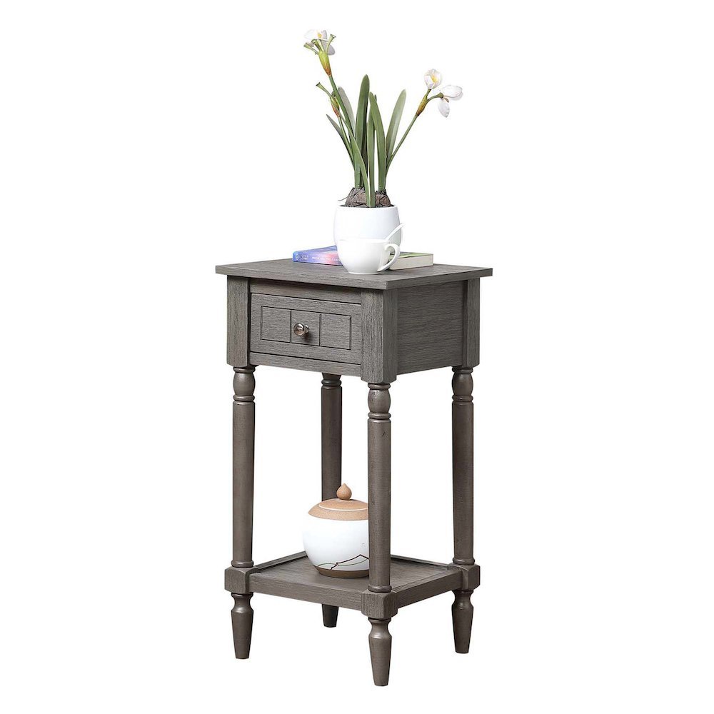 Accent Table, Gray, Drawer, Shelf, Versatile Wood, 14 Inch