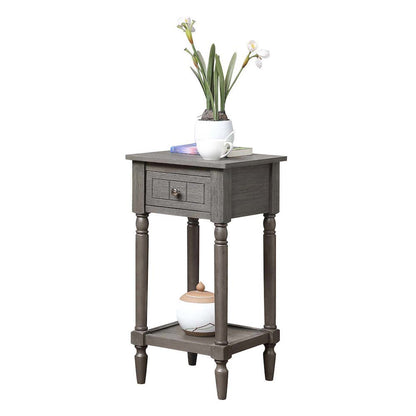 Accent Table, Gray, Drawer, Shelf, Versatile Wood, 14 Inch