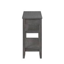 Chairside End Table with Drawer, 3 Shelving Levels, Gray Finish