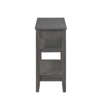 Chairside End Table with Drawer, 3 Shelving Levels, Gray Finish