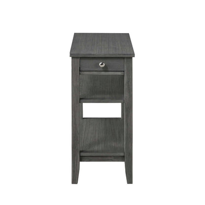 Chairside End Table with Drawer, 3 Shelving Levels, Gray Finish