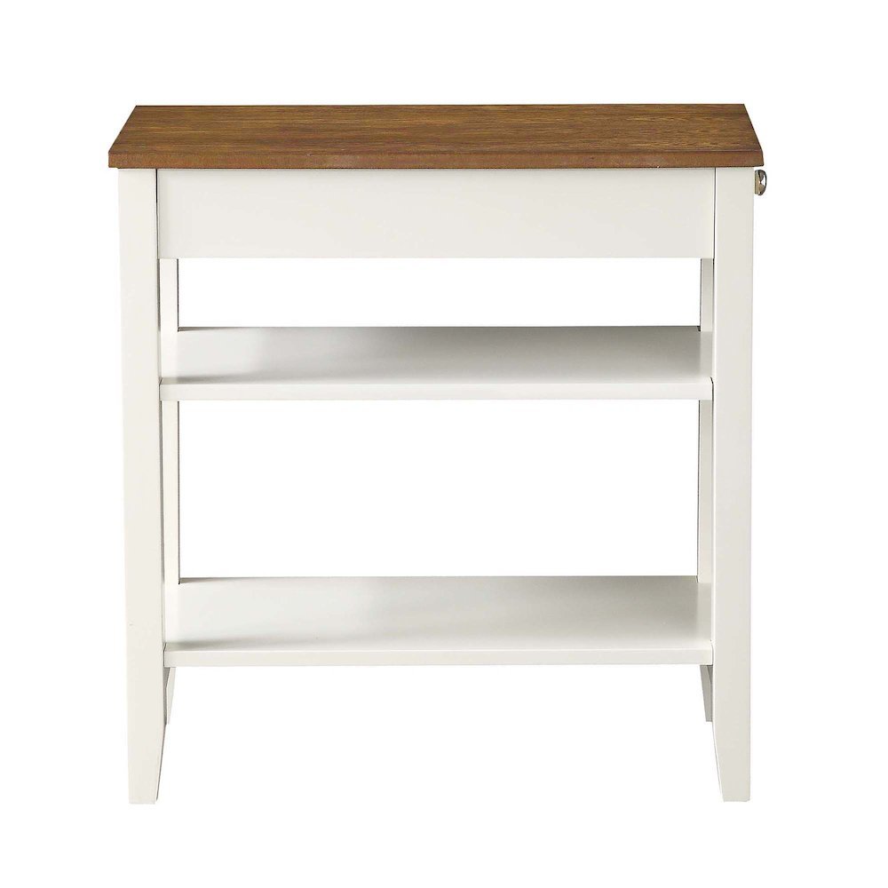 Chairside End Table, Brown, Drawer, Three Tier Shelf, Narrow