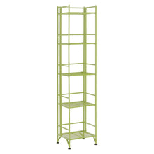 5 Tier Folding Shelf Green, Easy to Move and Store, Power-Coated Metal Frame
