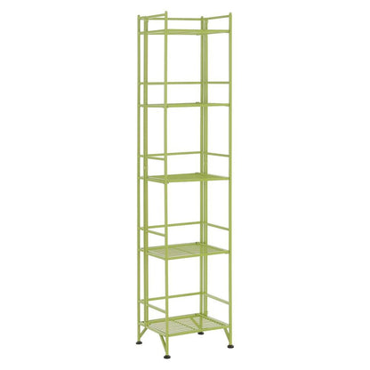 5 Tier Folding Shelf Green, Easy to Move and Store, Power-Coated Metal Frame