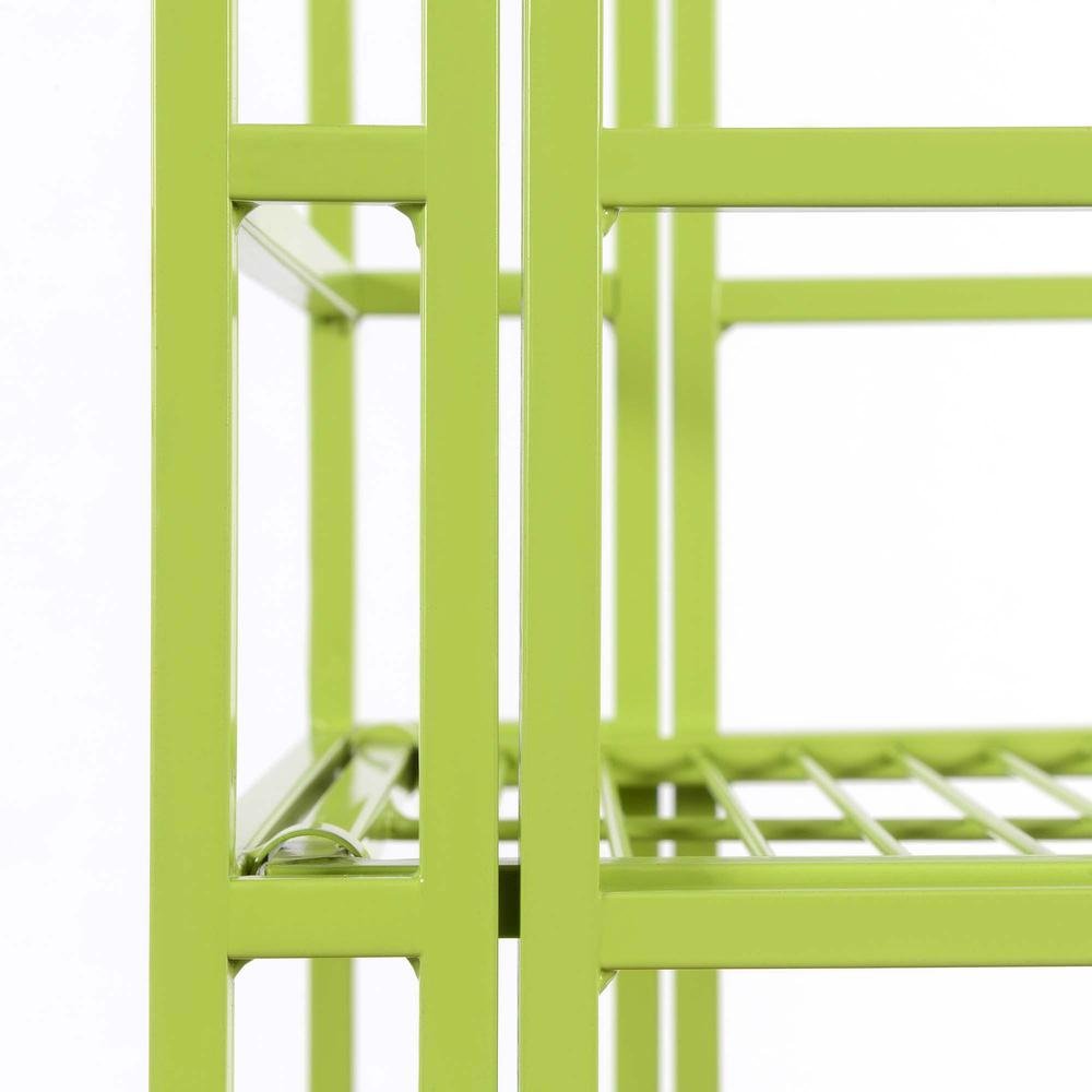 5 Tier Folding Shelf Green, Easy to Move and Store, Power-Coated Metal Frame