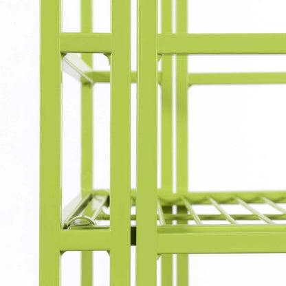 5 Tier Folding Shelf Green, Easy to Move and Store, Power-Coated Metal Frame