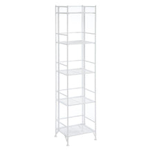 Folding Metal Shelf, White, 5 Tier, Storage, Easy Assembly