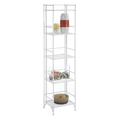 Folding Metal Shelf, White, 5 Tier, Storage, Easy Assembly