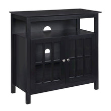 TV Cabinet for 40-inch TV, 4 Shelving Tiers in Black Wood, Cable Management