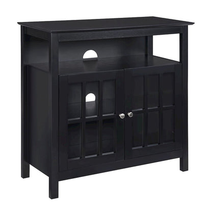 TV Cabinet for 40-inch TV, 4 Shelving Tiers in Black Wood, Cable Management